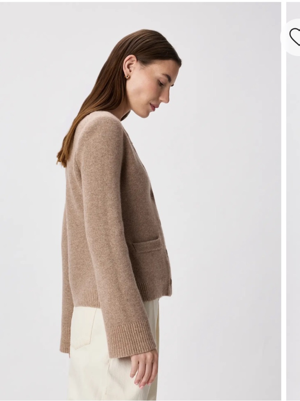 Quince  Mongolian Cashmere Structured Cardigan Sweater Oatmeal Size Small - Picture 4 of 7